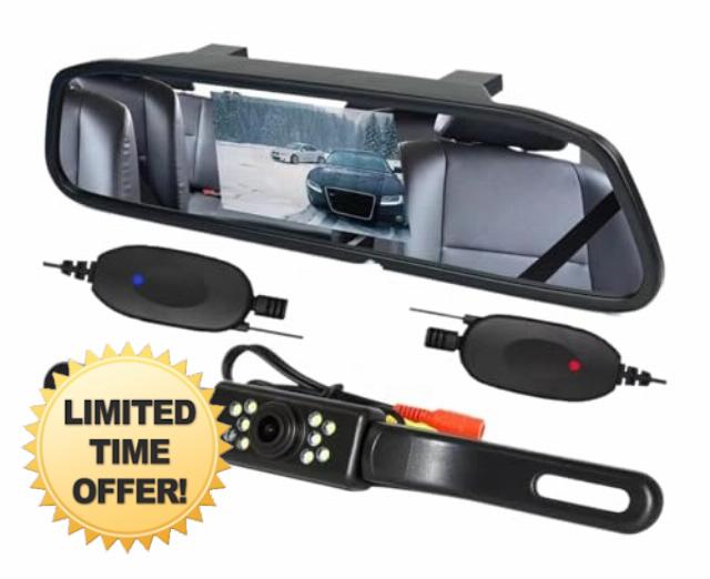 Parking Camera Wireless Car Backup Camera Rear View System Night Vision + 4.3" Mirror Monito