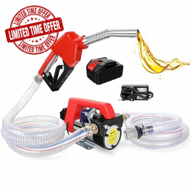 Fuel Transfer Pump Diesel Pump Battery Powered 45L/MIN Electric Pump Kit with 21V 4.0Ah Battery & Charger