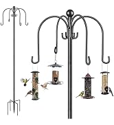 Bird Feeders Hanging Station, 193cm Bird Feeder Pole Stand Hangers Freestanding Metal Wild Bird F...