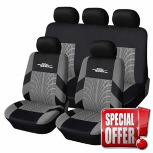 AUTOYOUTH Car Seat Covers Universal Fit Full Set Car Seat Protectors Tire Tracks Car Seat Accessories - Gray