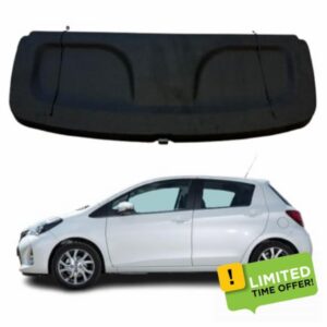 Car Parcel Shelf - Compatible with Toyota Yaris MK3 (2012-2017) | Sturdy Boot Cover with Clips and Cord for Extra Storage | Space Saving Car Accessories | Black