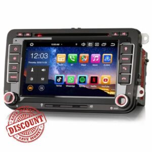 Erisin 8-Core 4GB+64GB 7 inch Android 14 Car Stereo Bluetooth For VW Polo Passat B6/B7 Golf MK 5/6 Caddy Tiguan Seat Skoda Sat Nav GPS CarPlay Android Auto DSP DAB+ WIFI 4G DVD Player OPS Head Uni