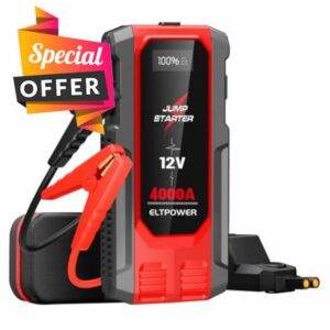 ELTPOWER Car Jump Starter 4000A UltraSafe Jump Starter Battery Pack 12V Car Battery Charger Portable Jump Box with 3 Modes Flashlight Jumper Cables USB Power Bank Dual Output LED Ligh