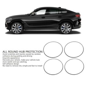 4Pcs 21 Inch Black ABS Self Adhesive Tire Trim Ring with Scratch Prevention for Universal Fit Vehicles Flat Hub Edges