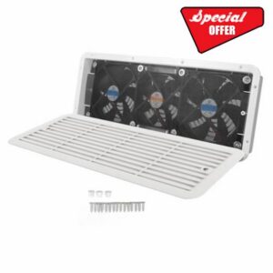 Aramox RV Refrigerator Fan 12V Side Vent RV Fridge Fan with 3 Exhaust Fans Protective Mesh Cover for RV Camping Motorhome Yacht Boa