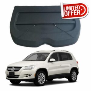 Car Parcel Shelf - Compatible with Volkswagen Tiguan MK1 (2009–2017) | Sturdy Boot Cover with Clips and Cord for Extra Storage | Space Saving VW Car Accessories | Black