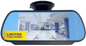 Dolphin Automotive 7" Rear View Mirror Screen Display Monitor For Vans With Suction Mount Stalk For Viewing Reversing Cameras