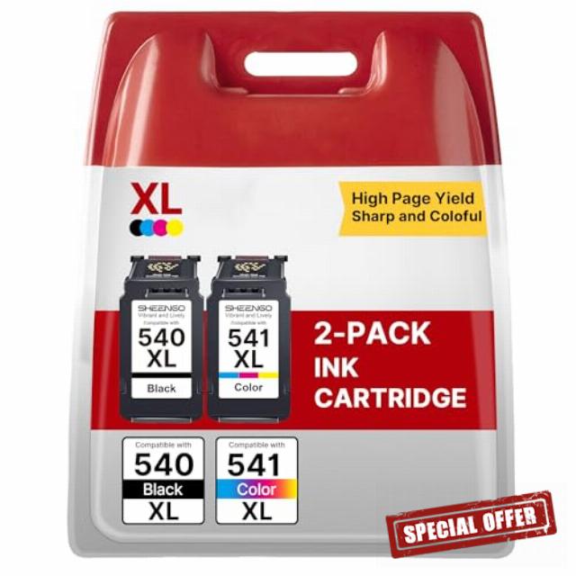 540XL Black 541XL Colour Replacement for Canon 540 and 541 Ink Cartridges PG540XL CL541XL Ink Cartridges for Canon Pixma TS5150 MG3600 TS5151 MG3650S TS5100 MG4250 MG3650 MX475 MG3250（2-Pack）