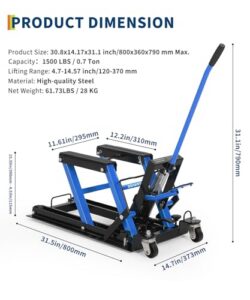 680KG Capacity Motorbike Jack Lift Table with Wheels and Handle