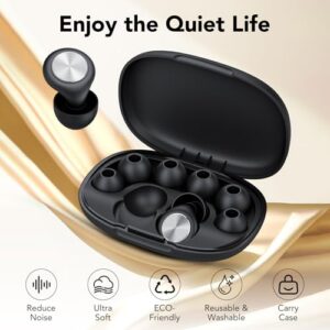 Soft and Reusable Silicone Hearing Protection Earplugs with 8 Eartips and Carrying Case