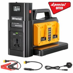 500W Pure Sine Wave Power Inverter for DeWalt 18V Battery