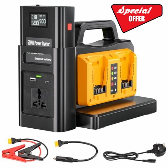 500W Pure Sine Wave Power Inverter for DeWalt 18V Battery