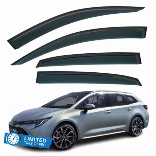 Set Of 4 STICK-ON Wind Deflectors For TOYOTA COROLLA E210 5-door Estate Touring Sport 2019 2020 2021 2022 2023 2024 2025 2026 Models. Corolla Rain Deflectors