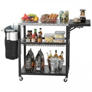 Movable Food Prep Table with Outdoor Pizza Oven Stand