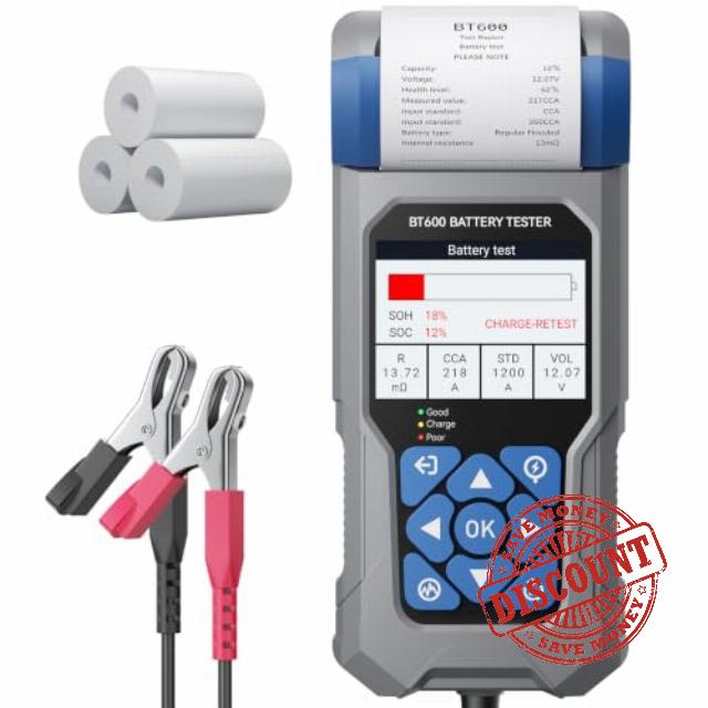 Car Battery Tester with Printer 6V 12V 24V VDIAGTOOL BT600