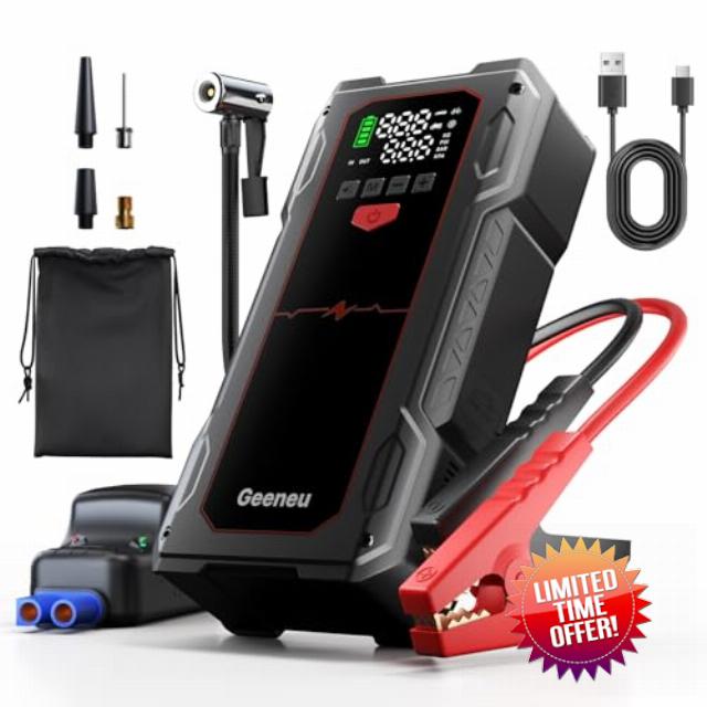 Car Battery Booster Jump Starter Power Pack with Air Compressor，Portable 3000A Car Jump Pack Power Bank and 150PSI Tyre Inflator