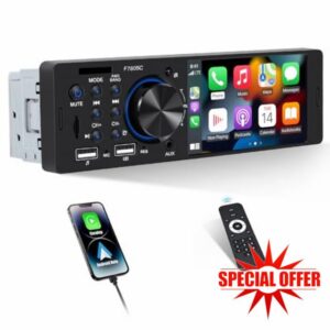 CAMECHO Single Din Car Stereo with CarPlay Android Auto