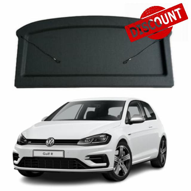 Car Parcel Shelf - Compatible with Volkswagen Golf MK7 (2012-2020) | Sturdy Boot Cover with Clips and Cord for Extra Storage | Space Saving Car Accessories | Black
