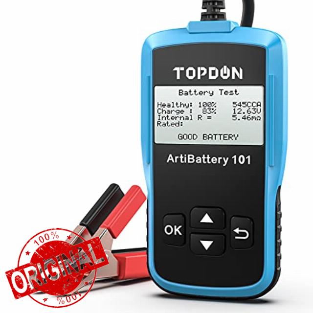 Topdon AB101 12V Automotive Car Battery Tester 100-2000 CCA Professional Load Analyzer and Alternator on Cranking System and Charging System Scan Tool for cars/SUVs/Light Trucks