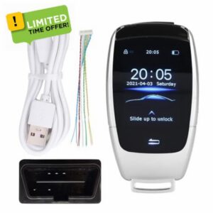 Universal TK900 LCD Touch Screen Smart Key Remote Keyless Entry Start Stop Engine Button Aluminum Alloy ABS 2 Inch Screen 240x320 Resolution 750mAh Battery (Silver)
