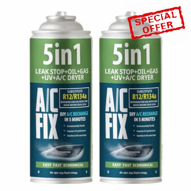 AC FIX 5-in-1 – R134a x 2 470g Refrigerant for Car Air Conditioning with Oil