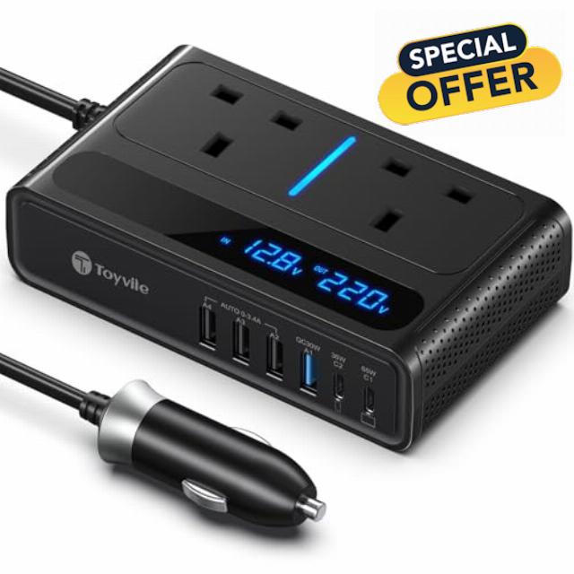 Toyvile 200W Car Power Inverter 12V to 240V / 230V with 2 Sockets