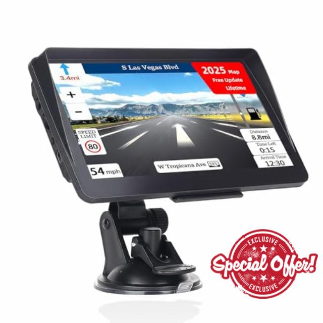 7 Inch Car & Truck Sat Nav GPS System – HD Touchscreen with UK & Europe Maps 2026