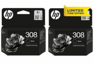 HP 308 Black Ink Cartridge Twin Pack - 7FP21UE - Recycling Pack Included