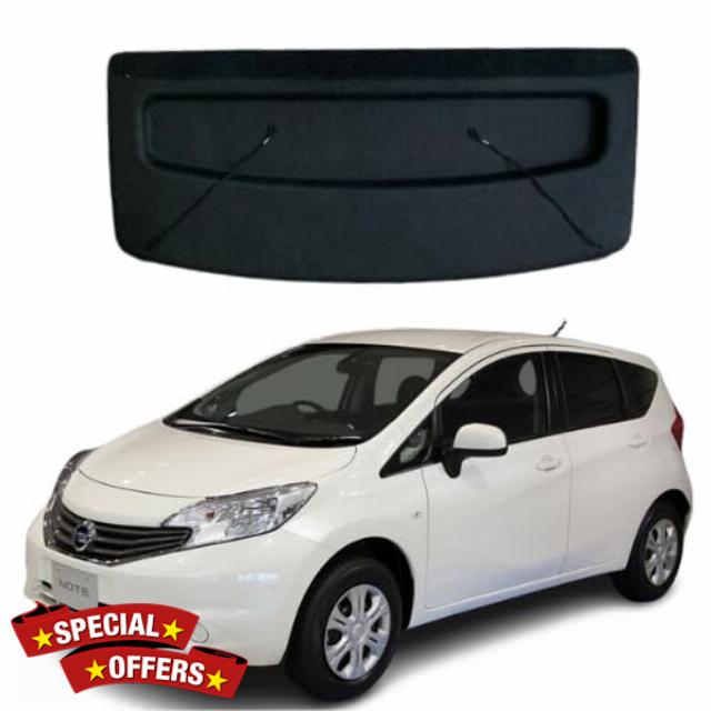 Car Parcel Shelf - Compatible with Nissan Note MK2 E12 (2012-2017) | Sturdy Boot Cover with Clips and Cord for Extra Storage | Space Saving Car Accessories | Black
