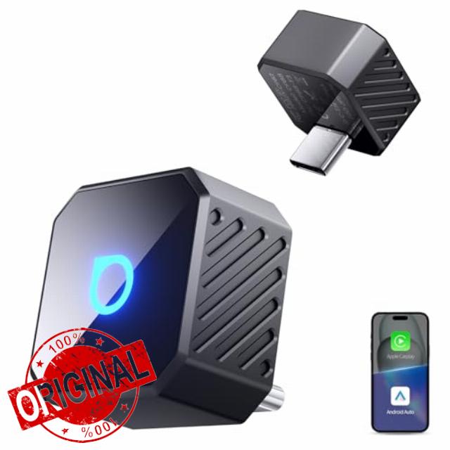 OTTOCAST MINI POT USB-C Version 2026 | Wireless CarPlay & Android Auto Adapter | 2-in-1 | Faster Reconnection for Dual Devices | Plug & Play | Sleek Cube Design | Black