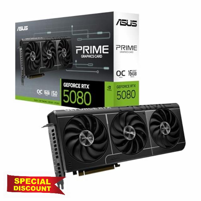ASUS SFF-Ready Prime NVIDIA GeForce RTX™ 5080 EVO 16GB GDDR7 OC Edition graphics card (PCIe® 5.0