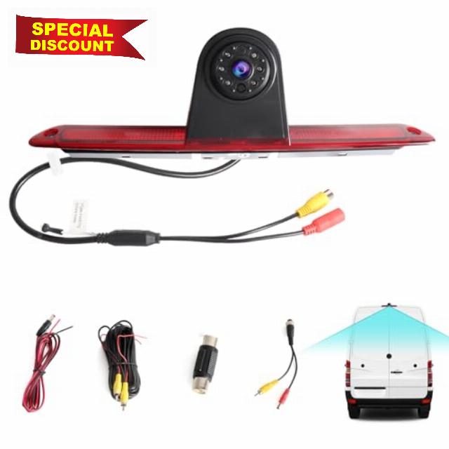 3rd Brake Light Rear Camera for Mercedes Benz Sprinter NCV3 W906 VW Crafter Van 1080p 172°Ultra-Wide View Angle Night Vision Waterproof No Wire Cutting Needed High Mount+10m Cable PAL/NTSC