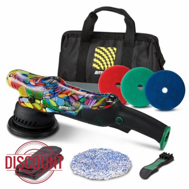 BATOCA P1 Dual Action Car Polisher Buffer Sander 1000W Orbital Polishing Machine DA 5inch Polishing Pads for Car Detailing Polish 6 Speeds 2500-5500RPM Detachable 5 meters Cable Side Handle Soft Sta