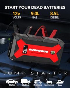 4000A Car Battery Booster Jump Starter for 12V Vehicles and Motorbikes (9.0L Petrol or 8.5L Diesel)