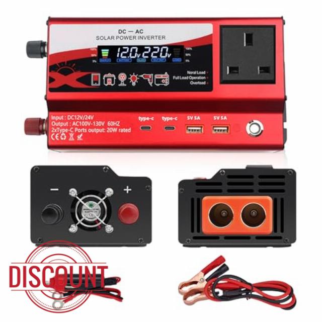 1200W Car Power Inverter DC 12V/24V to AC 220V
