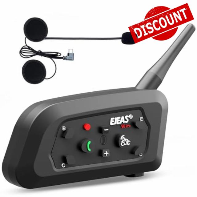 EJEAS V6 Pro+ Motorcycle Helmet Bluetooth Intercom Headset