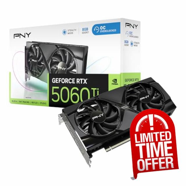 PNY GEFORCE RTX™ 5060 Ti 8GB Overclocked Dual Fan DLSS 4