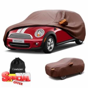 Cowtcver Car Cover & Sun Visor Set Waterproof for Hatchback (Up to 415cm)                                                          Outdoor Full Exterior Covers Rain Sun Dust Protection