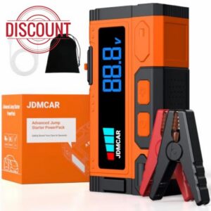 JDMCAR Jump Starter Power Pack 12V 9.0L Diesel 8.5L Petrol Moto SUV Jump leads and LED light. Overcurrent and reverse polarity protection for car