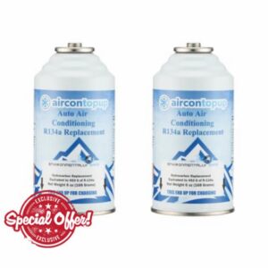 AirconTopup DIY Regas Car Aircon R134a Compatible Refrigerant x2 equivalent to 906g of R134a