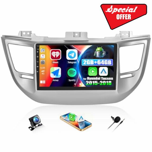 CAMECHO 2G+64G Android 15 Car Stereo for Hyundai Tucson 3 2015-2018 with Carplay Android Auto