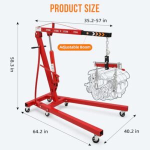 Heavy Duty Hydraulic Engine Lift with Adjustable Boom