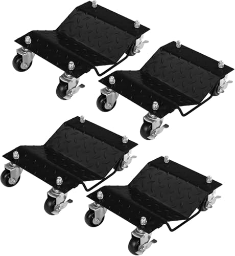 6000LBS Total Heavy Duty Steel Tire Skates with Lockable Casters & Handle