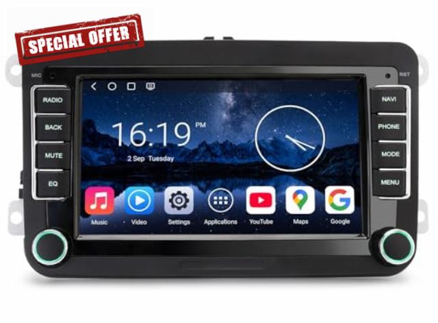 7 Inch Qualcomm 4GB+64GB Android 14 Car Stereo Sat Nav for SKODA Octavia Yeti Superb Fabia Roomster Radio CarPlay & Android Auto Wifi Bluetooth 5.1 DSP Canbus SWC 4G LTE DAB+ DVR