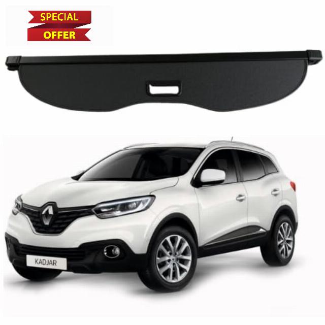Car Parcel Shelf - Compatible with Renault Kadjar MK1 (2016-2020) | Sturdy Boot Cover with Clips and Cord for Extra Storage | Space Saving Renault Car Accessories Black