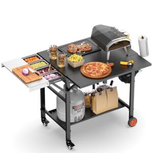 Grill Cart Table with Topping Station