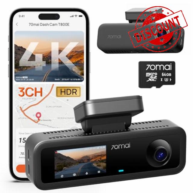 70mai T800E 4K 3 Channel Dash Cam