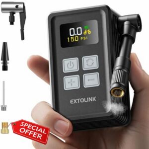 EXTOLINK Mini Electric Bike Pump with Gauge