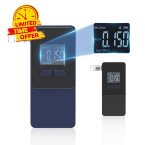 WeiguoIOT Breathalyzer & Alcohol Tester with 5 Mouthpieces High Accuracy Home Breathalyzer Pro Breathalyser (Black)