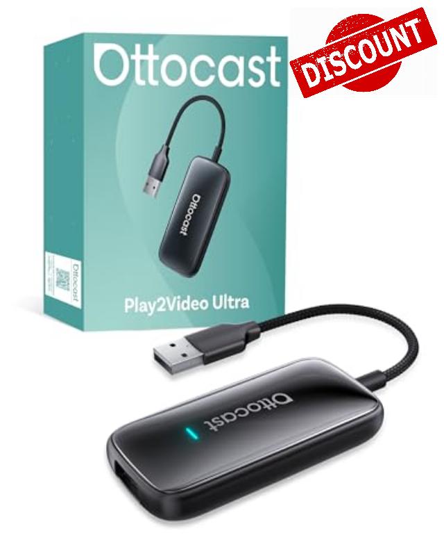 OTTOCAST Play2Video Ultra 2025 Upgrade Wireless CarPlay Android Auto Dongle